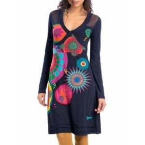 DESIGUAL Long Sleeve Knit Cotton Dress EU Small